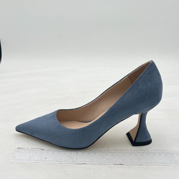 YDN Light Blue Pointed Toe Slip on Pumps Special High Heel Shoe for Party Lady - Picture 3 of 8